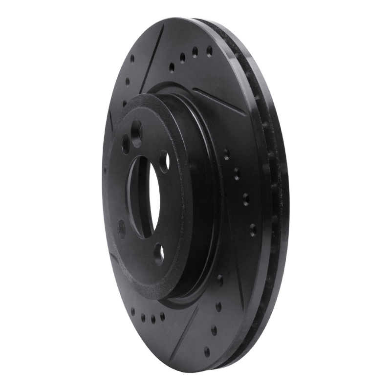 Mini Cooper Brake Rotor (1) - Front Left - R1 Concepts - Drilled & Slotted - Black - `02-`08